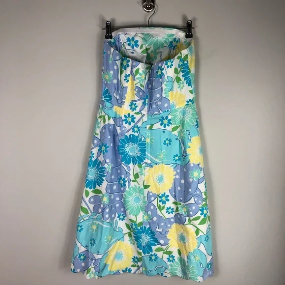 Lilly Pulitzer White Label Floral Spring Summer Strapless Dress 417 - Picture 6 of 9